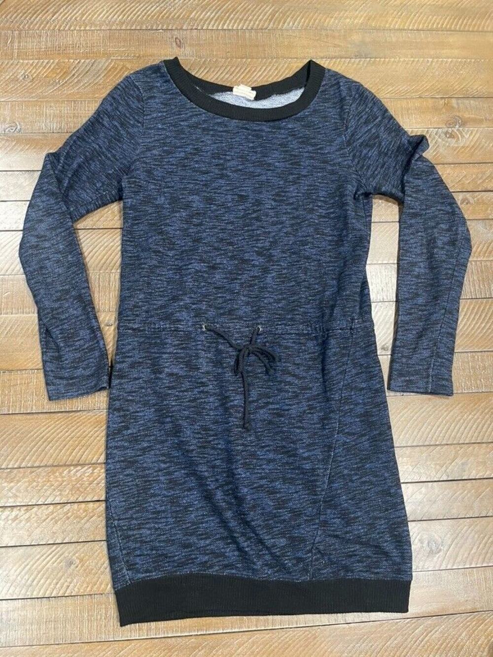 Converse Sweater Dress Womens XS Blue Space Dye Knit Long Sleeve Drawstring